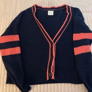 Harper Navy and Coral Button-Up Cardigan